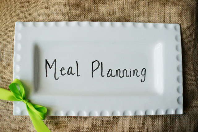 photo of an empty dinner plate with the written words Meal Planning on the inside